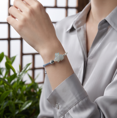 White Jade Rabbit Cord Bracelet