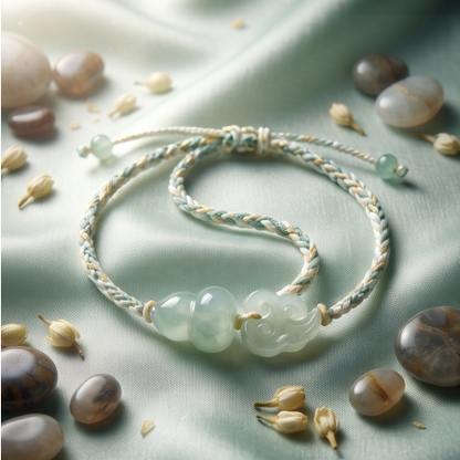 Green Jade Cloud Charm Cord Bracelet