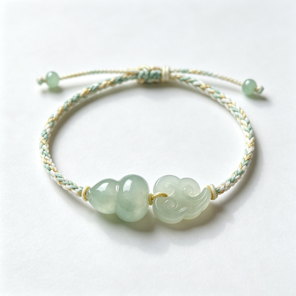 Green Jade Cloud Charm Cord Bracelet