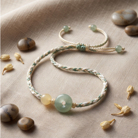 Green Jade Harmony Bead Cord Bracelet