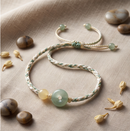 Green Jade Harmony Bead Cord Bracelet