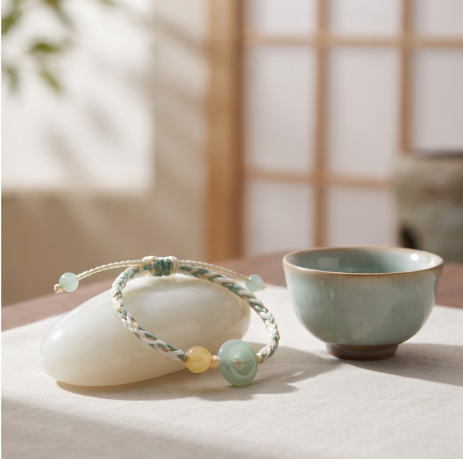 Green Jade Harmony Bead Cord Bracelet