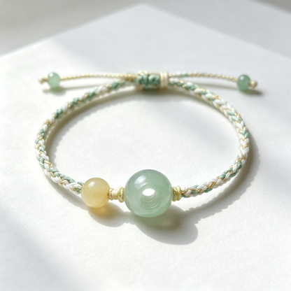 Green Jade Harmony Bead Cord Bracelet