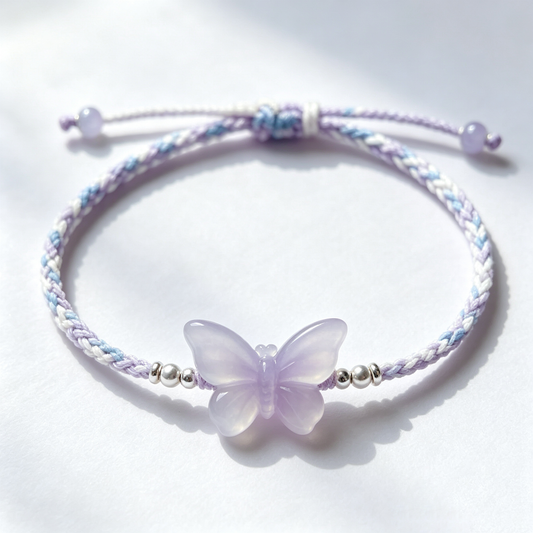 Lavender Butterfly Cord Bracelet