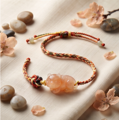 Orange Tiger Charm Cord Bracelet