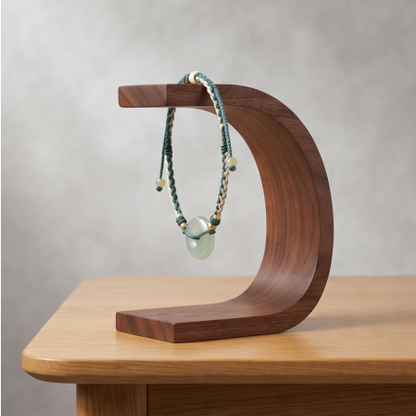 Green Jade Donut Charm Cord Bracelet