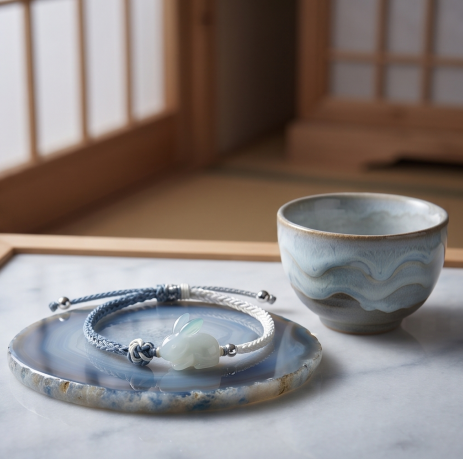 White Jade Rabbit Cord Bracelet