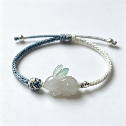 White Jade Rabbit Cord Bracelet