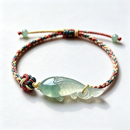 Jade Koi Fish Cord Bracelet